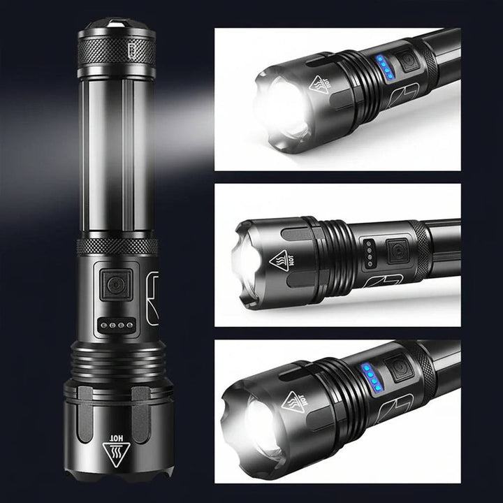 Rechargeable LED Flashlight Aluminum Tactical Zoomable