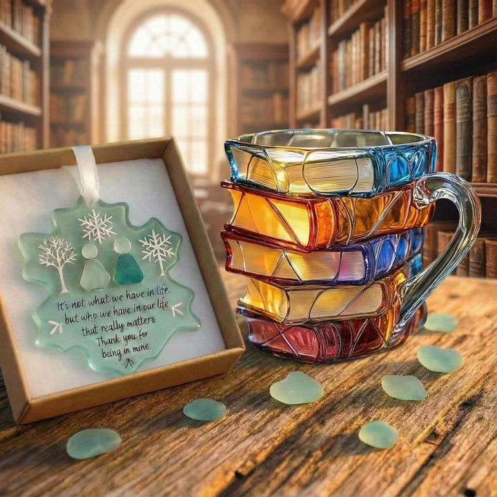 Glass Mug with Translucent Panels and Fused Handle - Lenila
