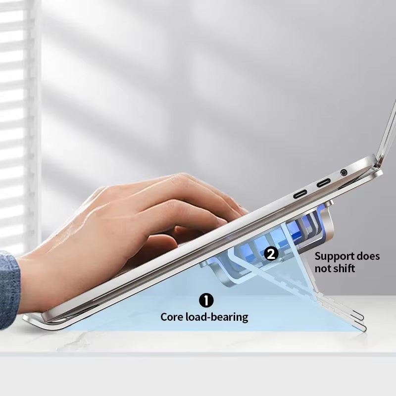 Foldable Laptop Stand with Adjustable Height and Rotating Fans