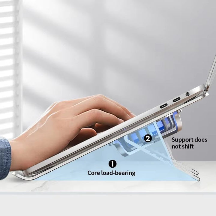 Foldable Laptop Stand with Adjustable Height and Rotating Fans