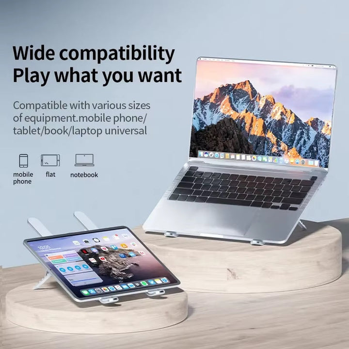 Foldable Laptop Stand with Adjustable Height and Rotating Fans