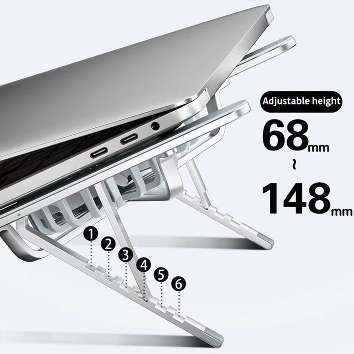 Foldable Laptop Stand with Adjustable Height and Rotating Fans