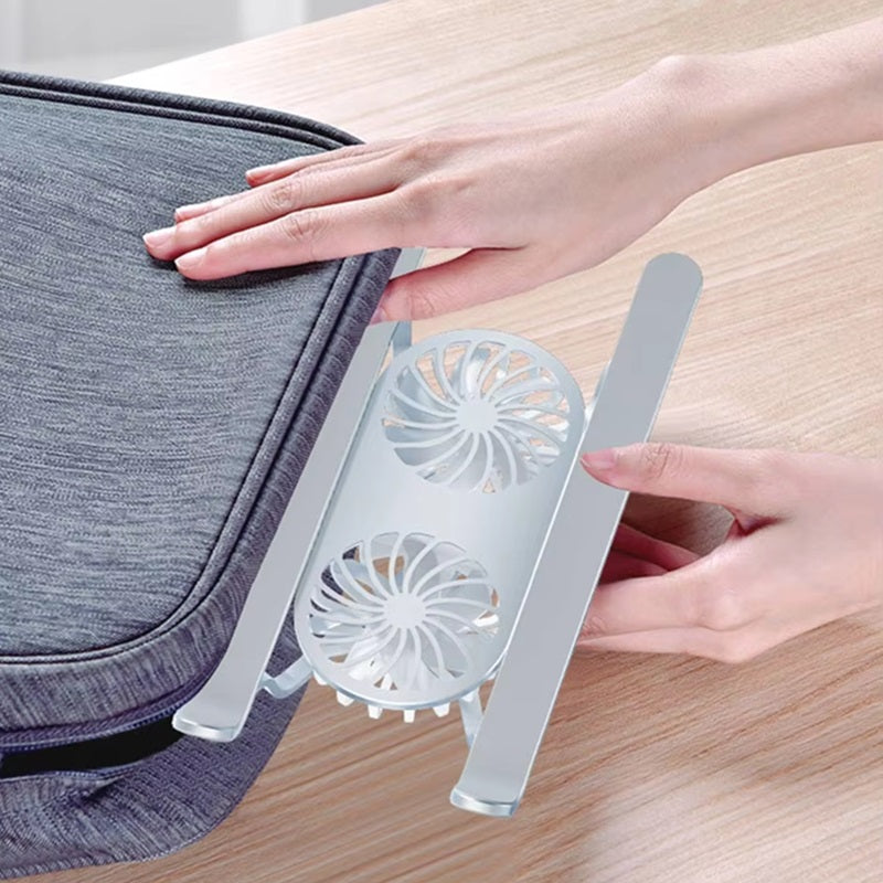 Foldable Laptop Stand with Adjustable Height and Rotating Fans