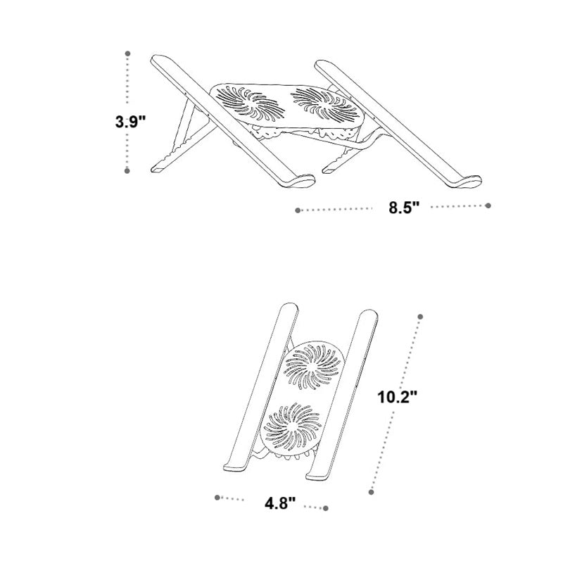 Foldable Laptop Stand with Adjustable Height and Rotating Fans