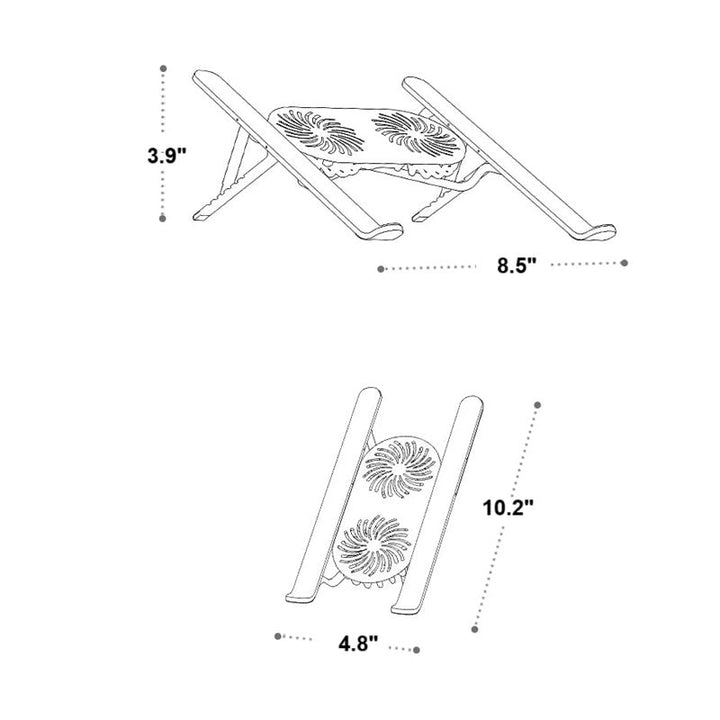 Foldable Laptop Stand with Adjustable Height and Rotating Fans