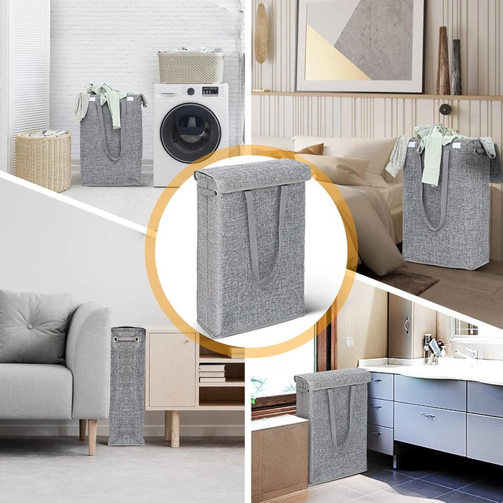 Slim Laundry Hamper with Lid 45L Capacity