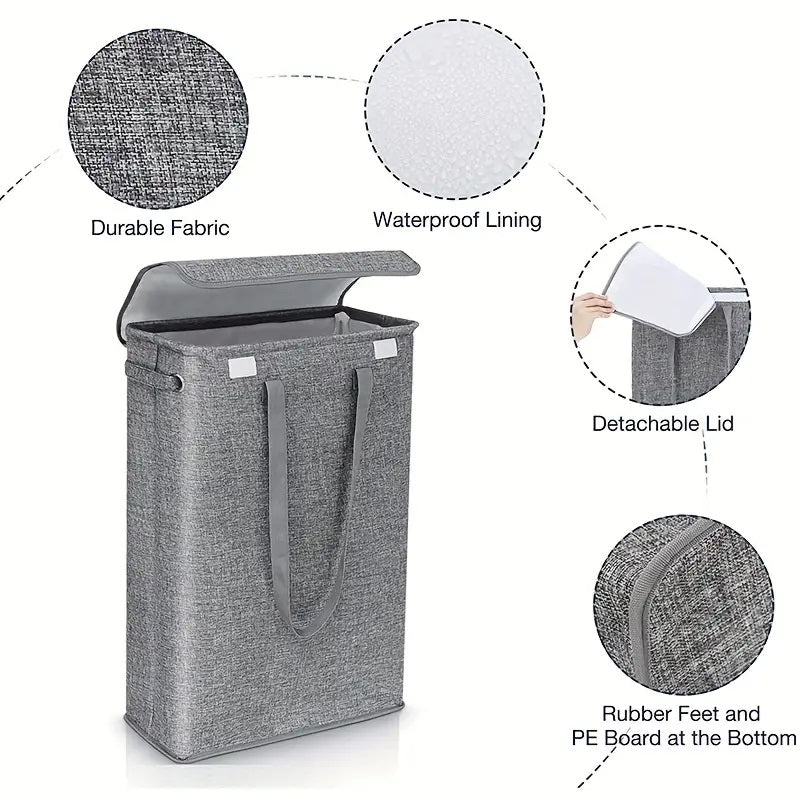 Slim Laundry Hamper with Lid 45L Capacity