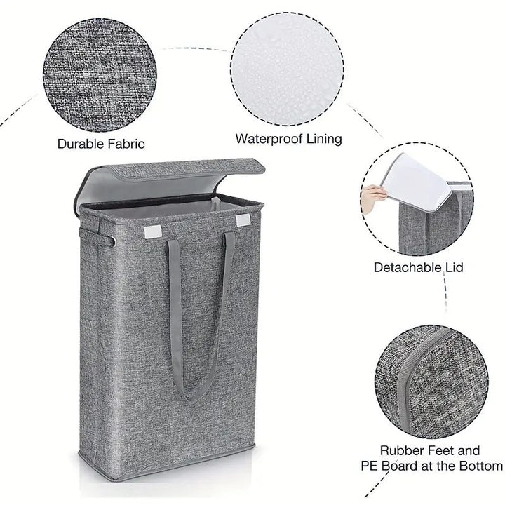 Slim Laundry Hamper with Lid 45L Capacity