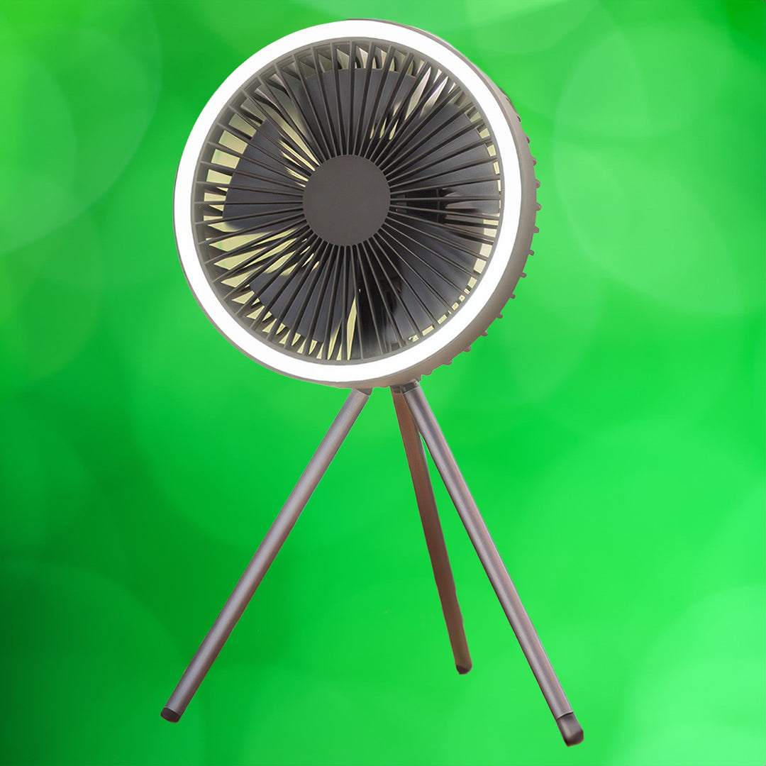 Portable Rechargeable Fan with LED and Built-In Power Bank - Lenila