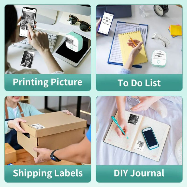 Portable Mini Printer Thermal Inkless Bluetooth Connectivity