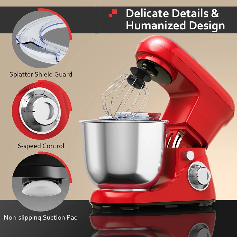 Stand Mixer 6-Speed with Stainless Steel Bowl and Attachments