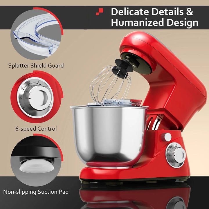 Stand Mixer 6-Speed with Stainless Steel Bowl and Attachments