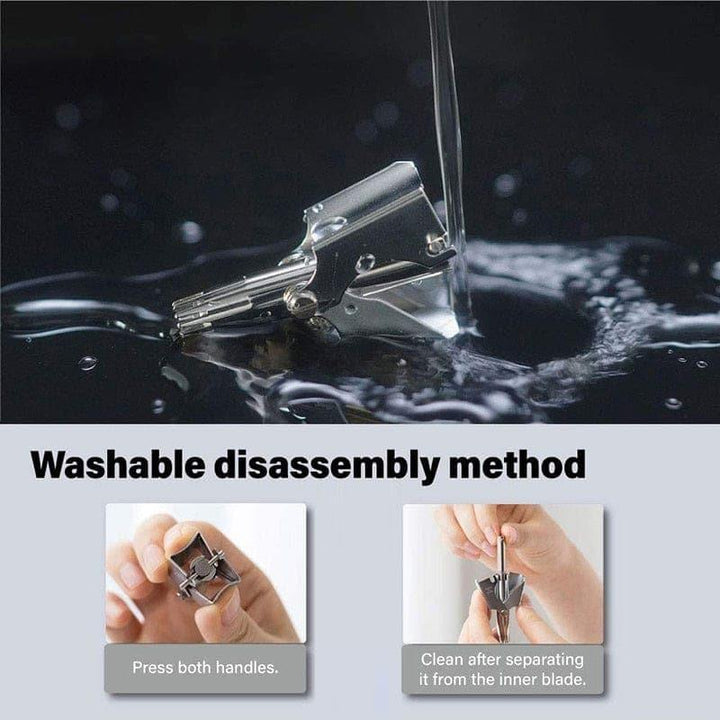 Nose Hair Trimmer for Men Stainless Steel Manual Trimmer UK For Nose Vibrissa Razor Shaver Washable Portable Nose Ear Hair Trimmer - Ammpoure Wellbeing