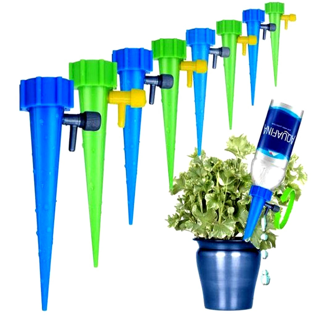 Plant Watering Spikes Adjustable Flow Valve Compatible Bottle Set