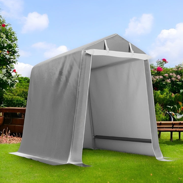 Portable Heavy-Duty Shed with Roll-Up Zipper Doors 6x8 ft - Lenila