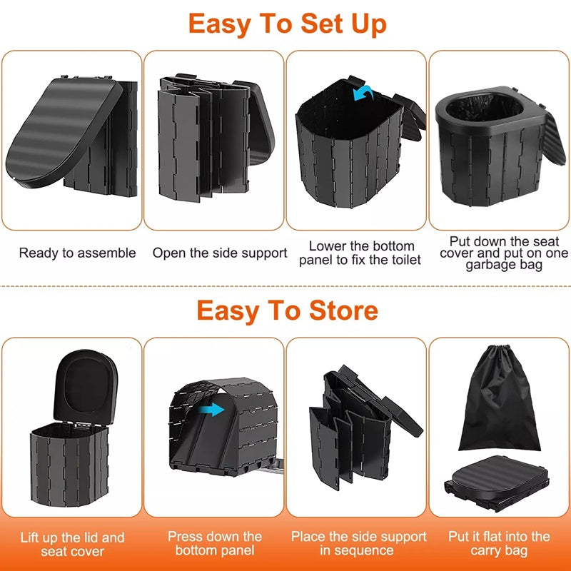 Portable Foldable Toilet Heavy-Duty Design