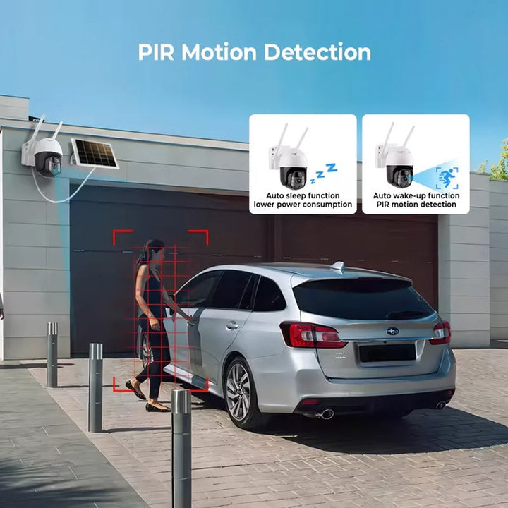Wireless Solar-Powered PTZ Security Camera with Auto-Tracking Night