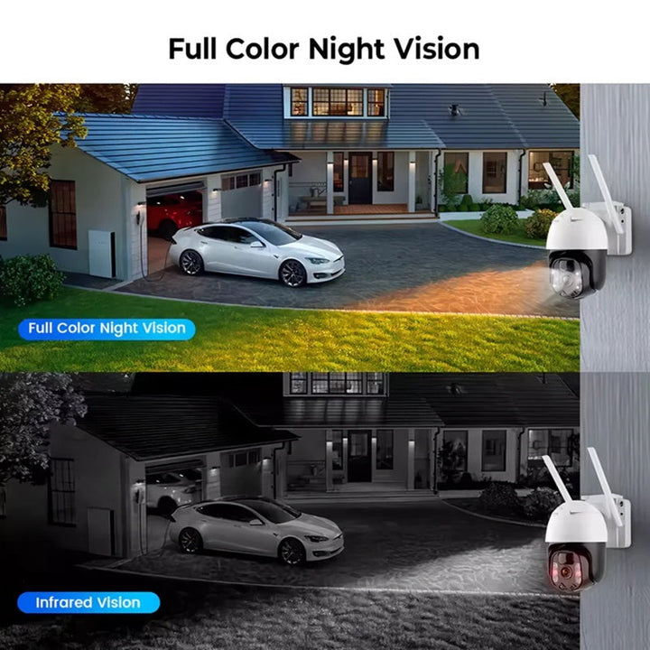 Wireless Solar-Powered PTZ Security Camera with Auto-Tracking Night