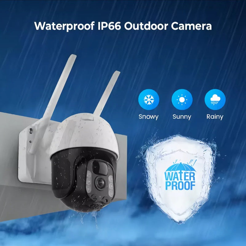 Wireless Solar-Powered PTZ Security Camera with Auto-Tracking Night