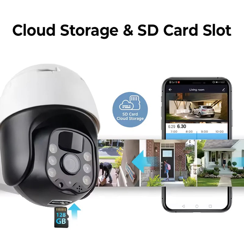 Wireless Solar-Powered PTZ Security Camera with Auto-Tracking Night