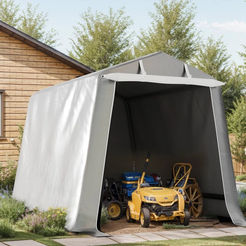 Portable Heavy-Duty Shed with Roll-Up Zipper Doors 6x8 ft