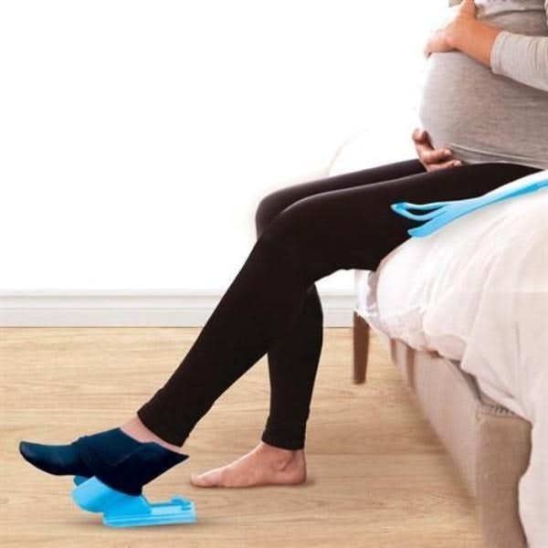 Sock Helper with Extended Handle and Built-In Shoe Horn Aid
