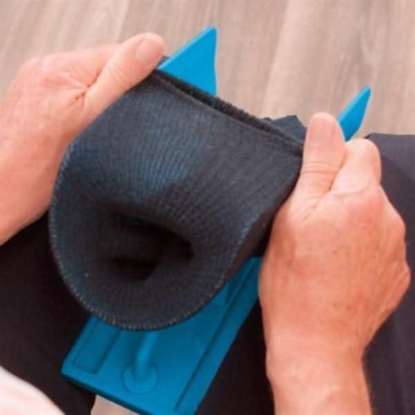 Sock Helper with Extended Handle and Built-In Shoe Horn Aid