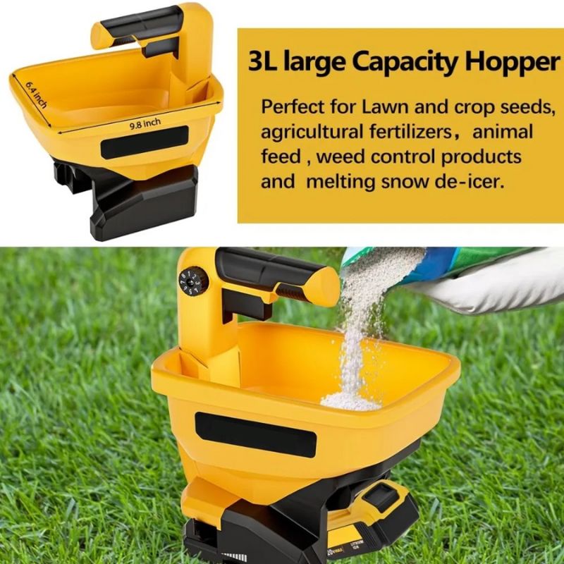 Cordless Fertilizer Spreader Compatible with Dewalt 20V 60V Li-Ion