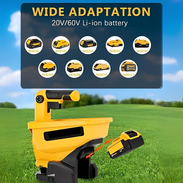 Cordless Fertilizer Spreader Compatible with Dewalt 20V 60V Li-Ion