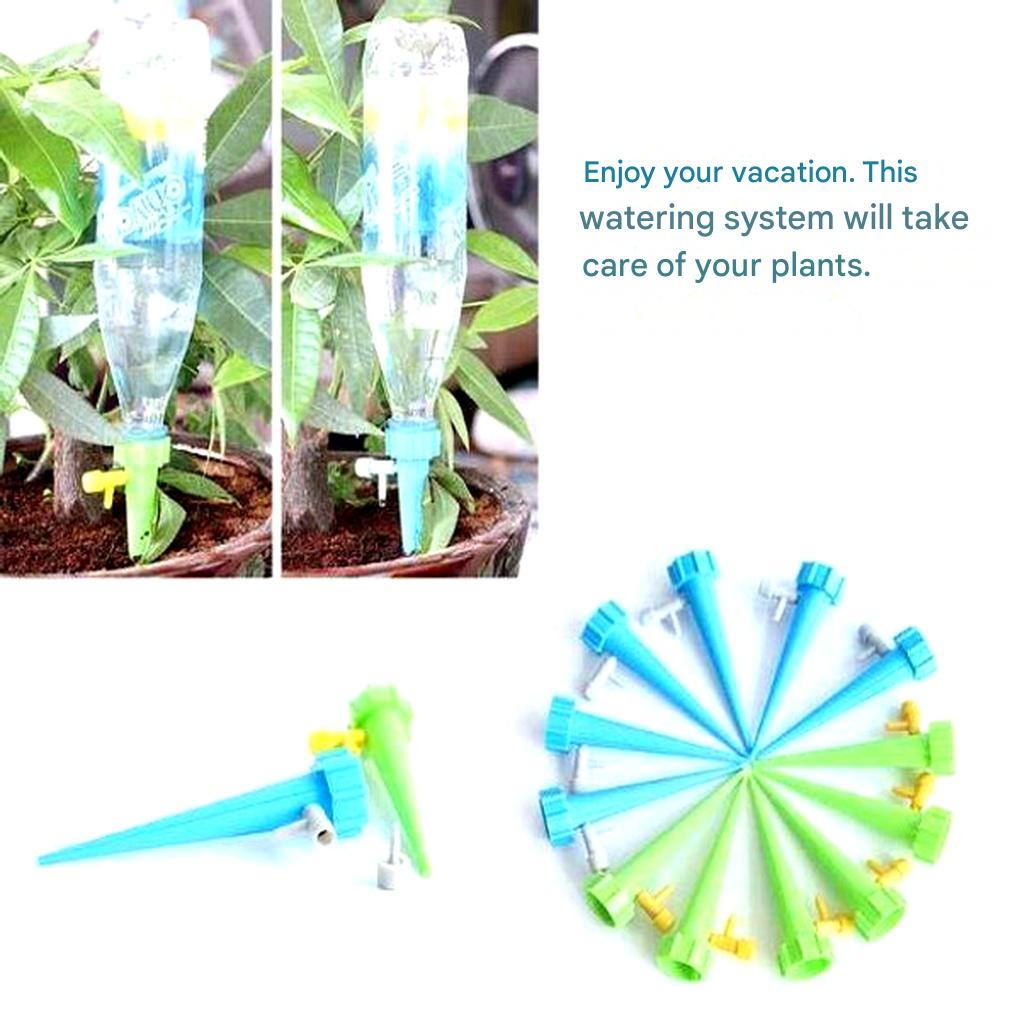 Plant Watering Spikes Adjustable Flow Valve Compatible Bottle Set