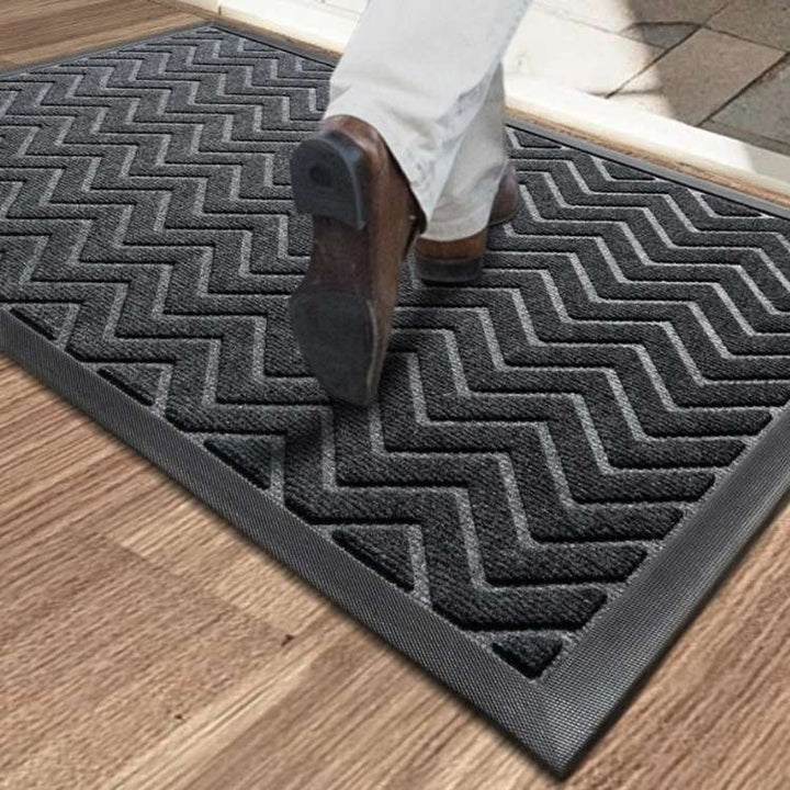 Microfiber Chevron Doormat with Non-Slip Rubber Backing Low-Profile - Lenila