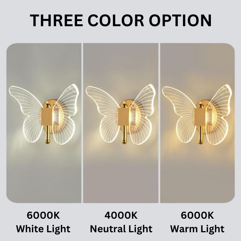 LED Wall Lamp Butterfly Shape Three Lighting Modes