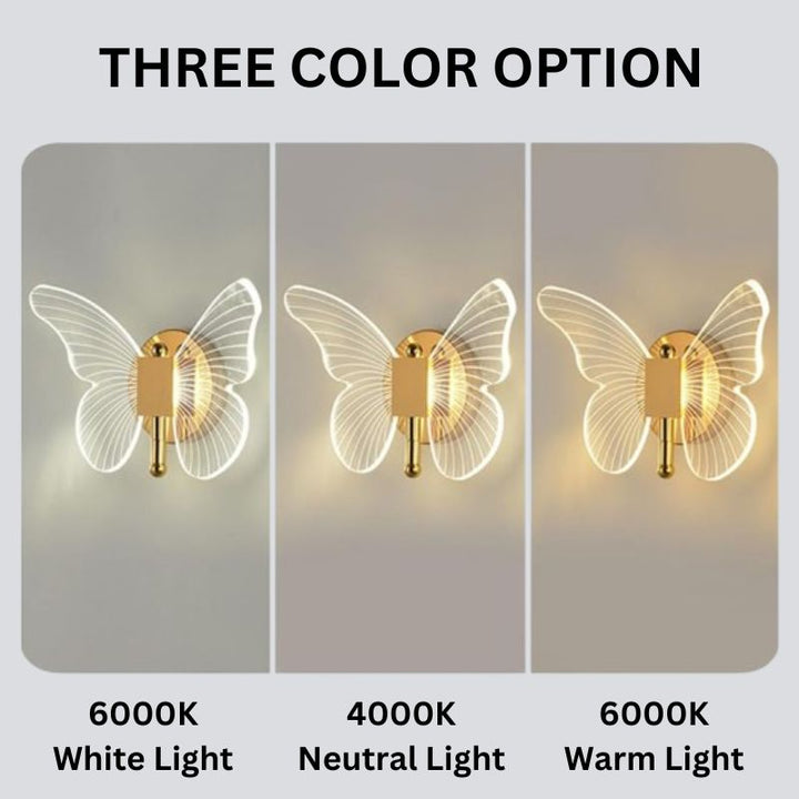 LED Wall Lamp Butterfly Shape Three Lighting Modes