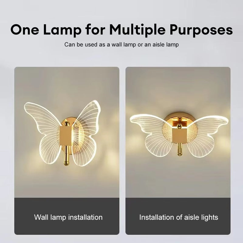 LED Wall Lamp Butterfly Shape Three Lighting Modes