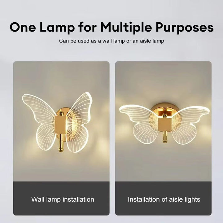 LED Wall Lamp Butterfly Shape Three Lighting Modes