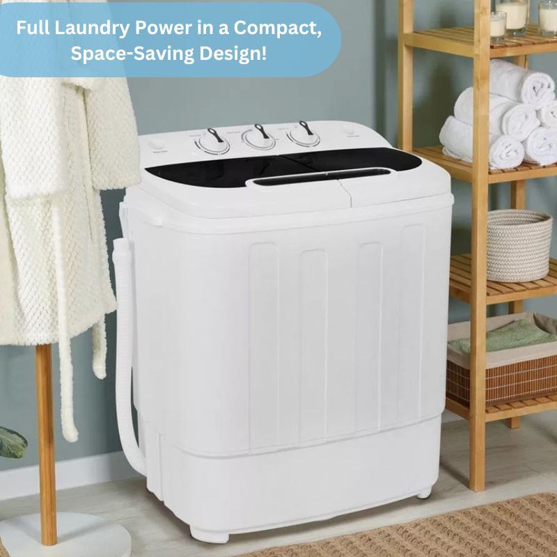 Compact Twin Tub Washing Machine 13LB Capacity Wash and Spin Dry