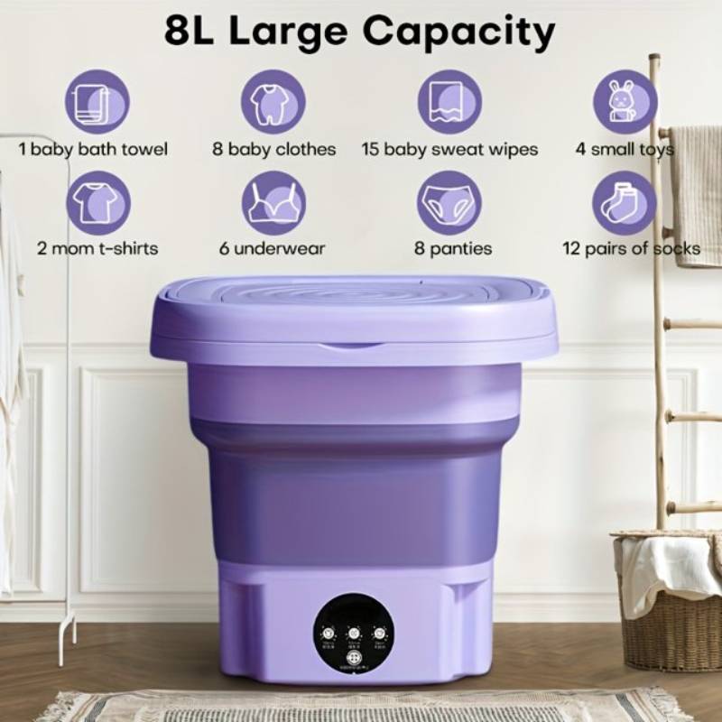 Portable Mini Washing Machine with Dryer Compact Foldable Design