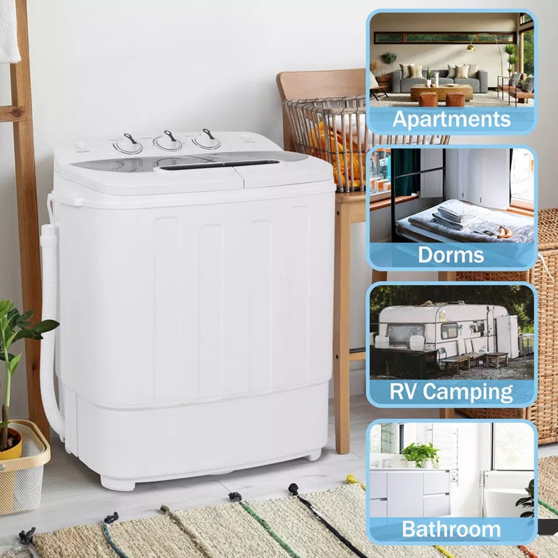 Compact Twin Tub Washing Machine 13LB Capacity Wash and Spin Dry