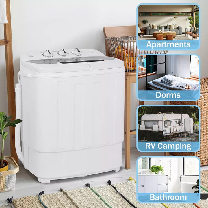 Compact Twin Tub Washing Machine 13LB Capacity Wash and Spin Dry