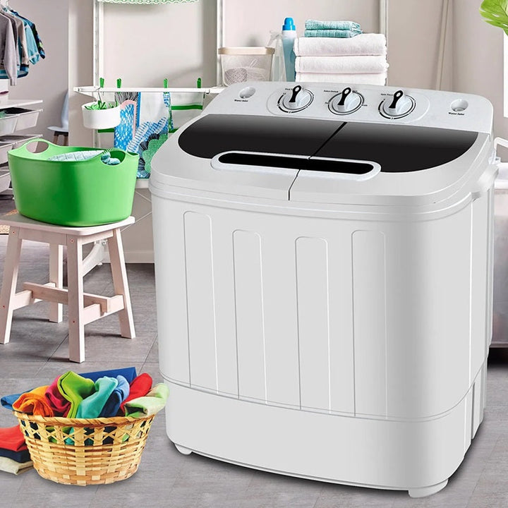Compact Twin Tub Washing Machine 13LB Capacity Wash and Spin Dry