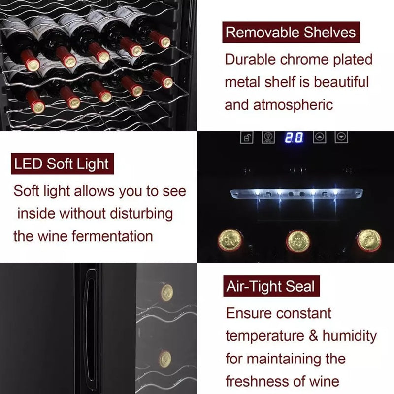 34-Bottle Wine Cooler with LED Display and Thermostat Control