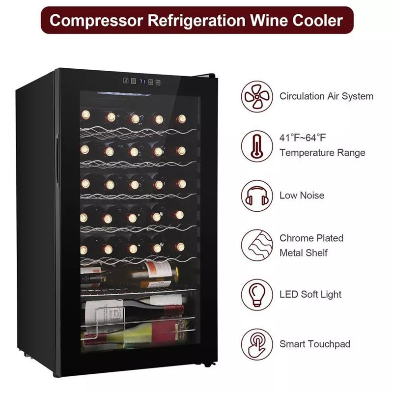 34-Bottle Wine Cooler with LED Display and Thermostat Control